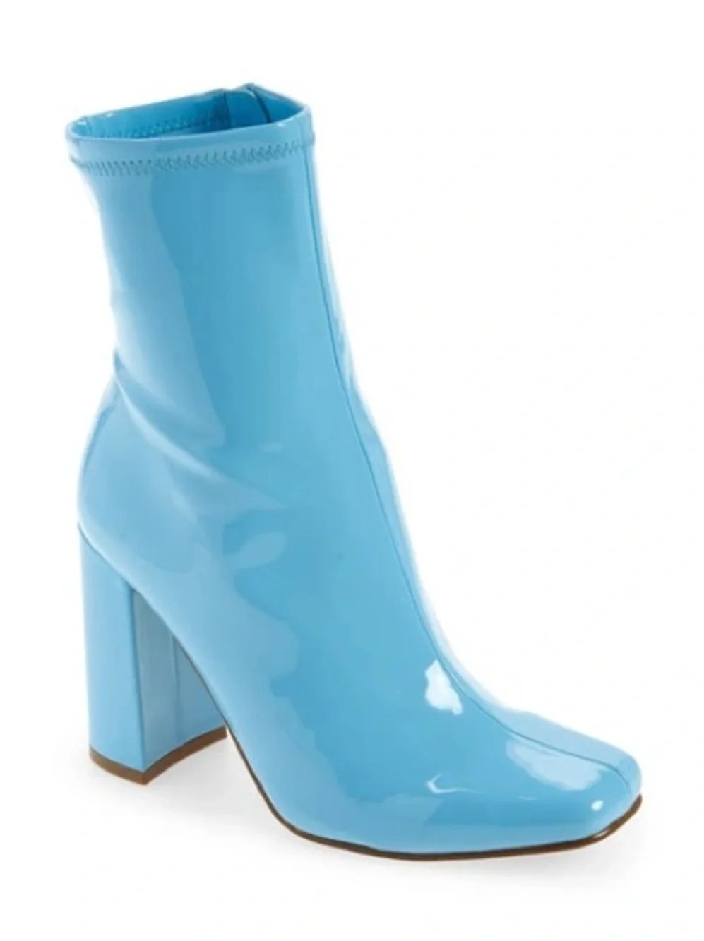 🔥NEW STEVE MADDEN Lynden Patent Ankle Boots SKY  Size 9